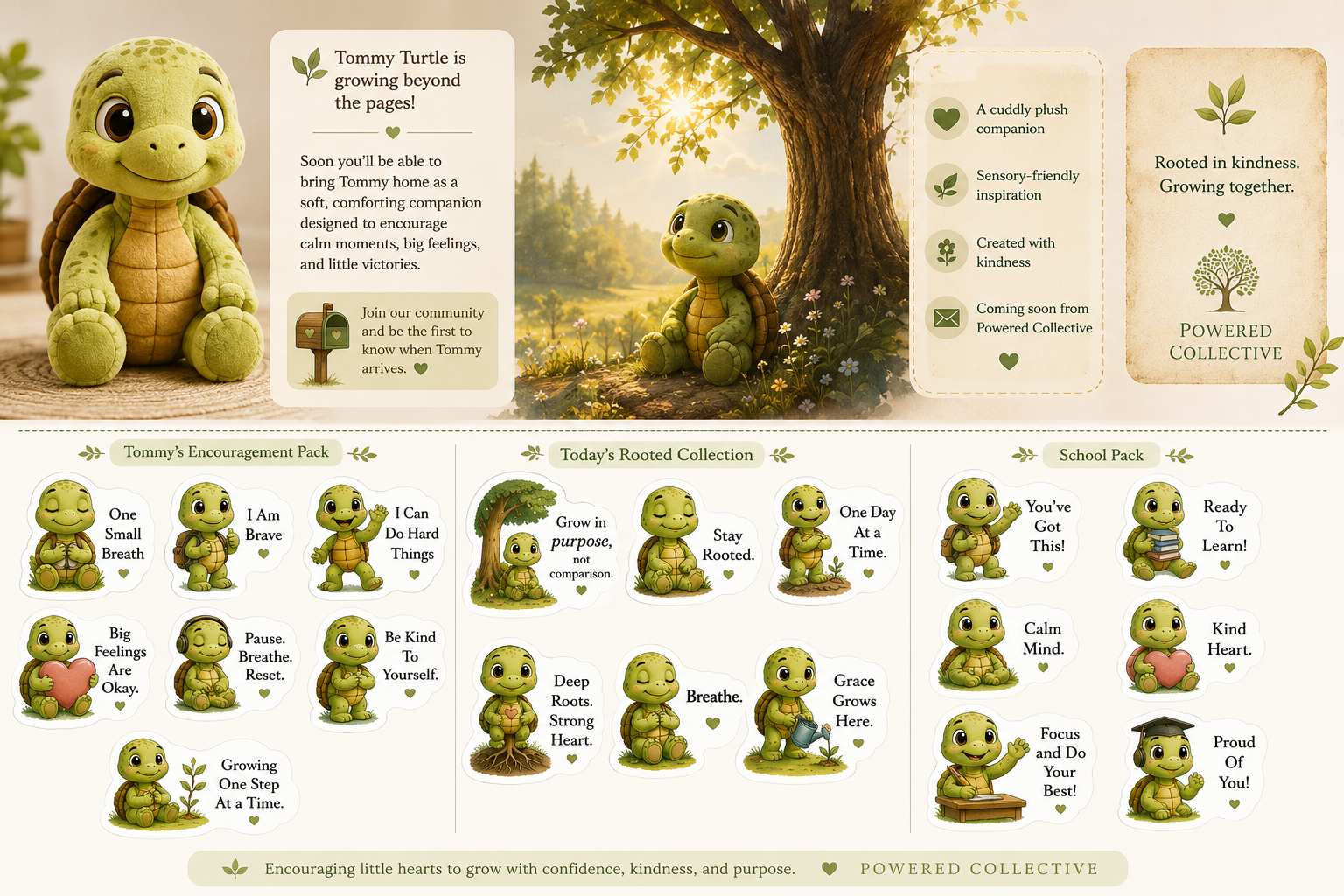 Tommy Turtle sticker packs with encouraging affirmations