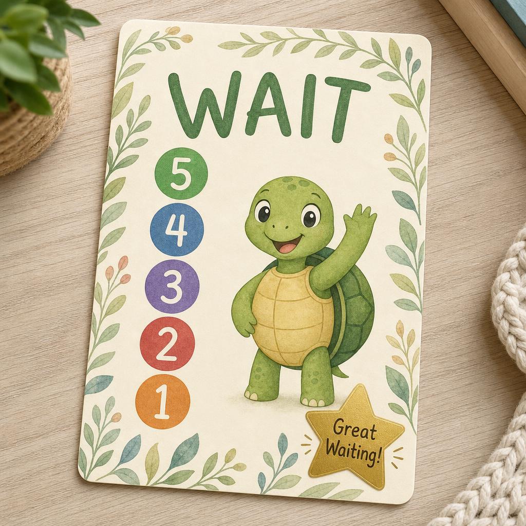 Close-up of the Waiting Strip printable with 5-4-3-2-1 countdown
